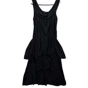 Yes World Boutique Midi Dress Black High Low Layered Bohemian Dress Size Small